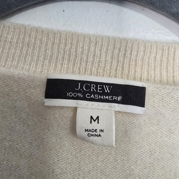 J. Crew Cashmere Crewneck Sweater with Bow Ties Stripes Cream and Grey Preppy Gi - Picture 9 of 11